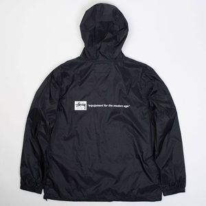 STUSSY Nylon Pullover Jacket (Windbreaker) with hood. Black Size Small